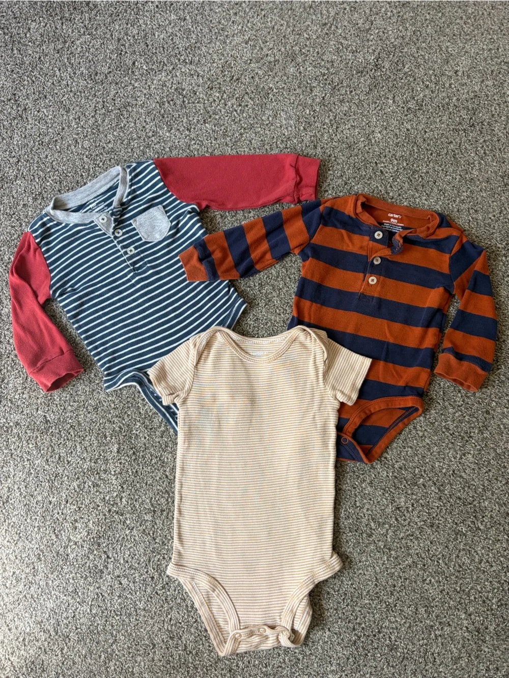 Carter's Boy 9 Months Baby Clothes One-Piece Set Onesies Set of 3 Lot